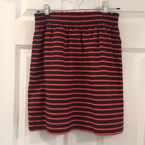 JCrew Stretch Waist Skirt - Red & Navy